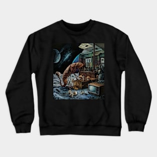 watercolor locust with lizard head in court Crewneck Sweatshirt